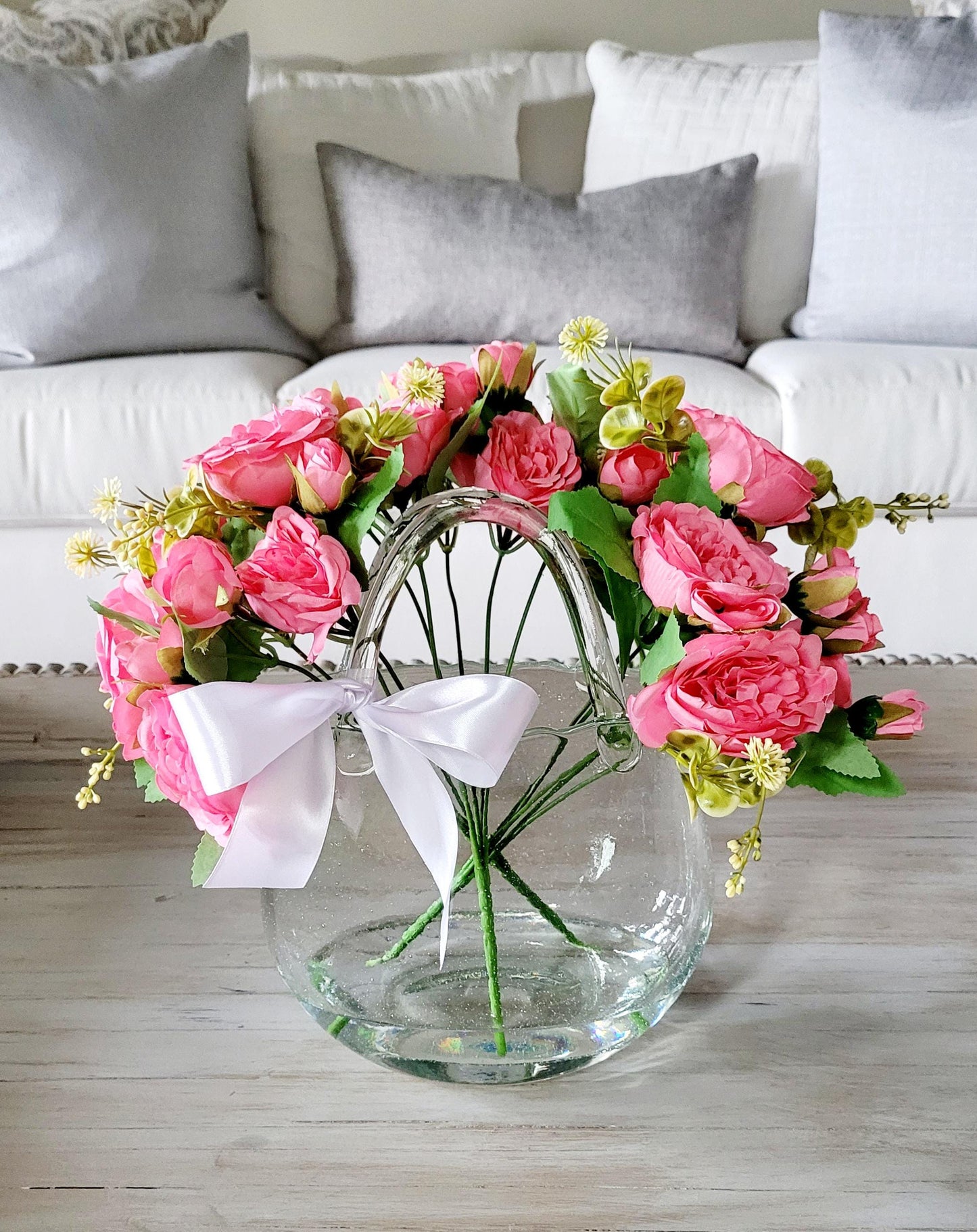 Pink Rose Arrangement Dining Table Vintage Style Flowers Roses mom Gift Birthday Gift Daughter Sweet Sixteen Gift 30th Birthday Arrangement