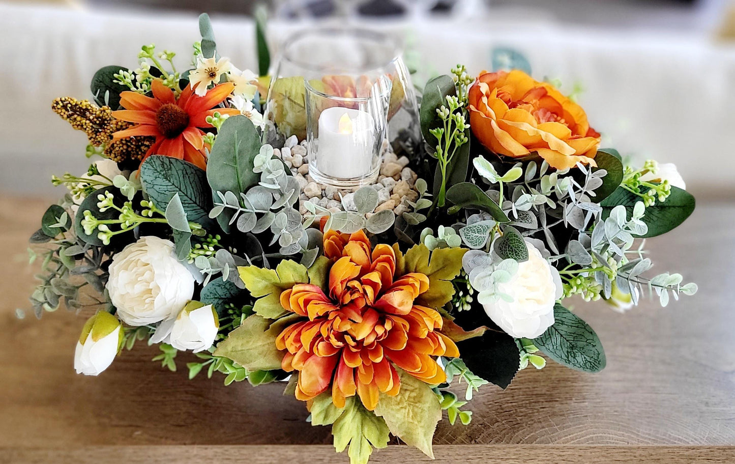 Fall Table Centerpiece – Sunflower Dough Bowl Farmhouse Arrangement