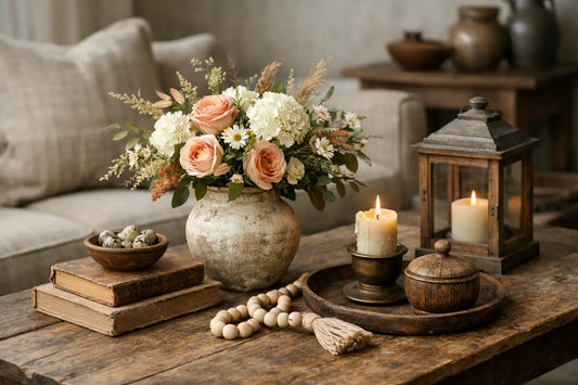 Rustic Floral Coffee Table Decor That Feels Collected