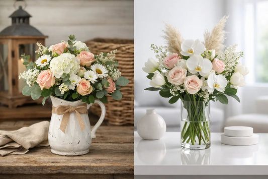 Farmhouse vs Modern Floral Decor