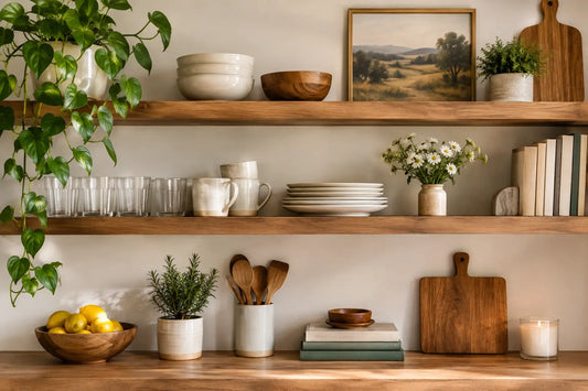 How to Decorate Open Shelving With Warmth