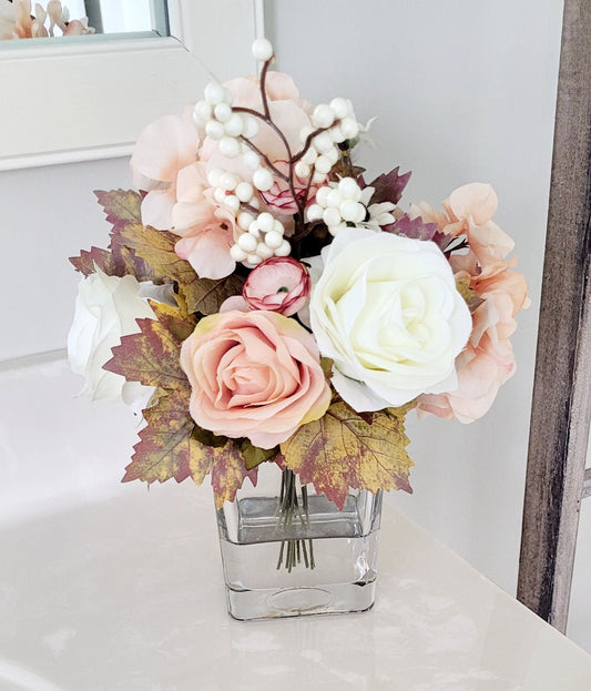 Fall Modern Farmhouse Glass Vase Country Cottage Floral Decor Fall decor dining Table Gift client gift for wedding gift french country decor