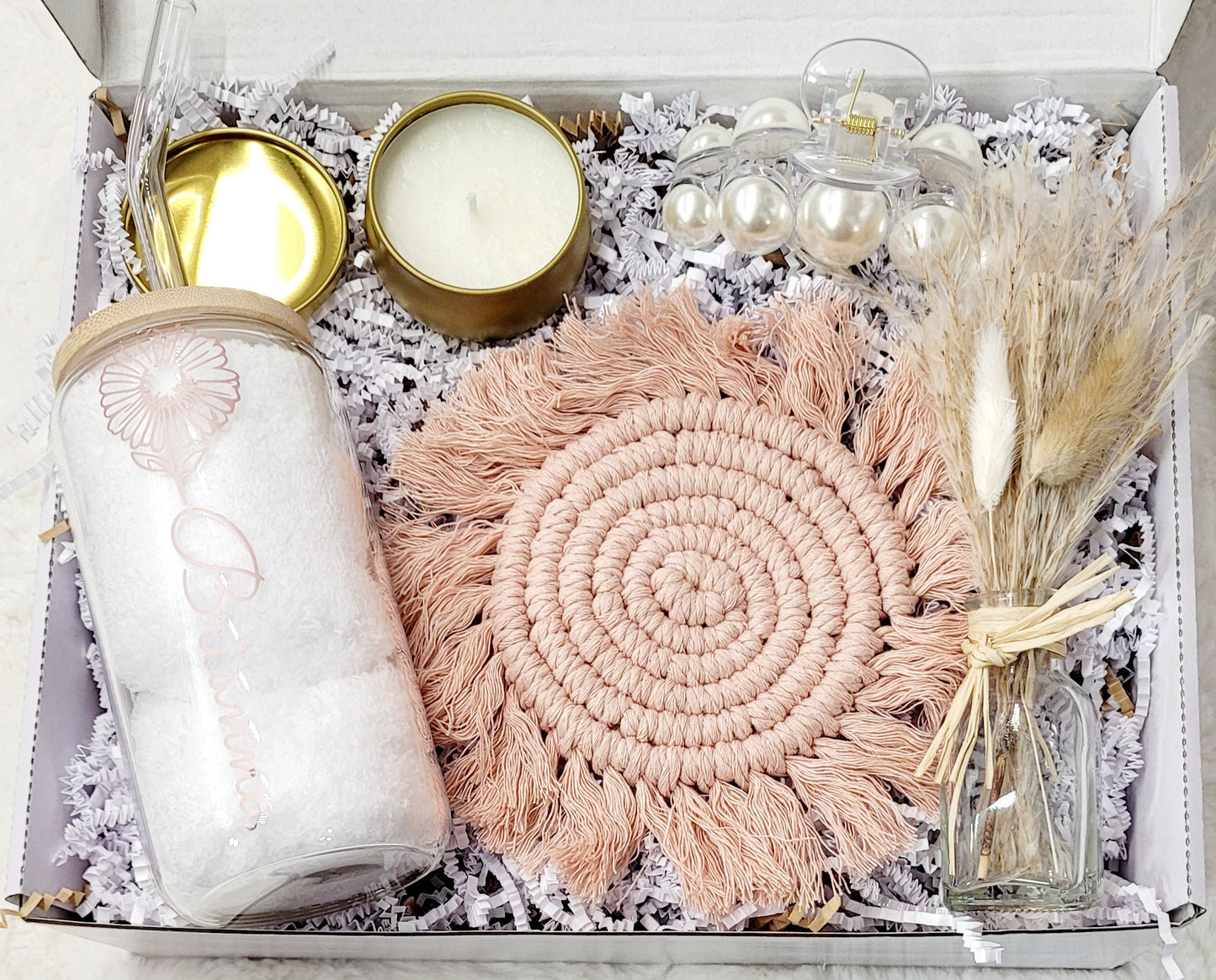 Gift Box Best friend gift  for her custom Glass mug gift for birthday gift for sister care package gift for bridesmaid gift custom name gift