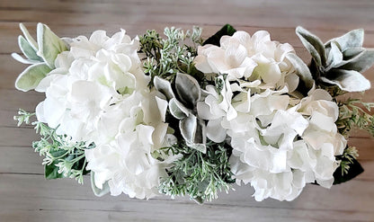 Hydrangea Centerpiece Mothers Day Gift Mom Spring centerpiece table arrangement with Blue and white dining arrangements table rustic decor