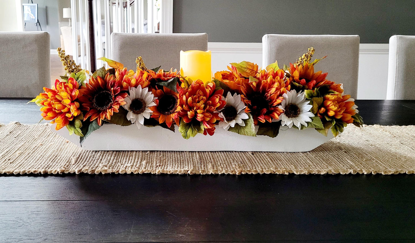 Fall Rustic Arrangement Fall Decor Fall Table Decor Dough Bowl Candle Fall Candle Table Centerpiece  Fall Lighting Fall Arrangement Fall