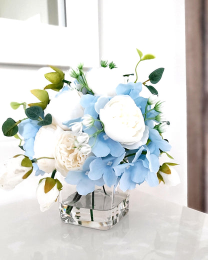 Blue Hydrangea white rose blue Hydrangea wedding Decor nightstand decor side table accent decor new home gift her gift birthday gift sister