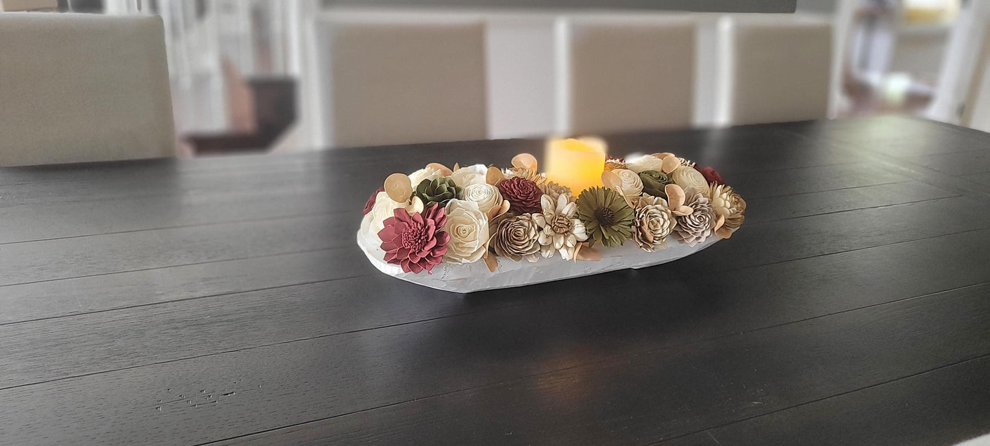 Fall Flower arrangement fall centerpiece dough bowl fall decor farmhouse fall candle arrangement fall gift  fall sunflower arrangement table