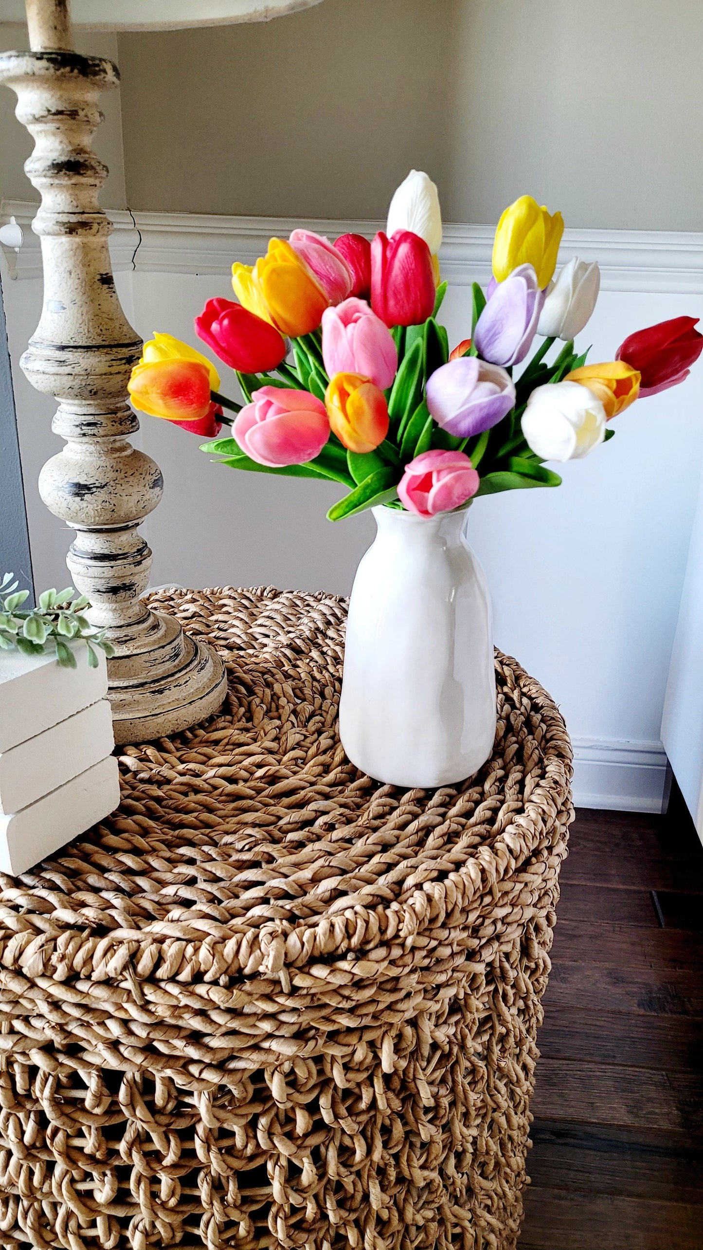 Flower arrangement home decor tulips spring flower gift her flowers mom gift mothers day gift Easter floral centerpiece get well gift friend
