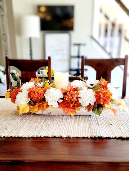 Farmhouse fall Centerpiece Fall dining table arrangement fall candle arrangement gift new home floral gift fall entry decor dough bowl fall