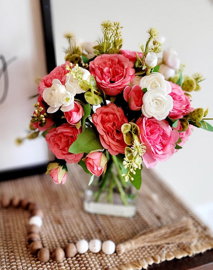 Pink Rose Centerpiece – Glass Bowl French Country Romantic Gift