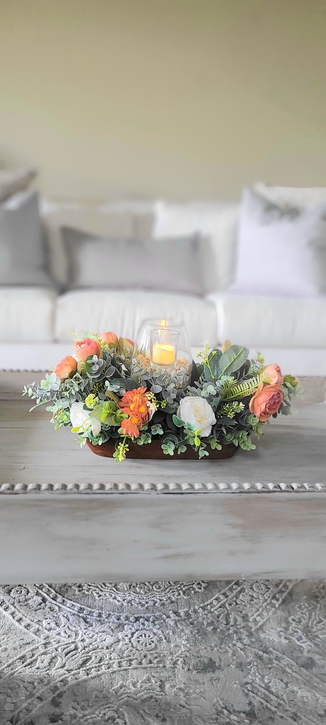 Fall arrangement dining table fall centerpiece dough bowl farmhouse arrangement fall candle fall sunflower table arrangement fall flower