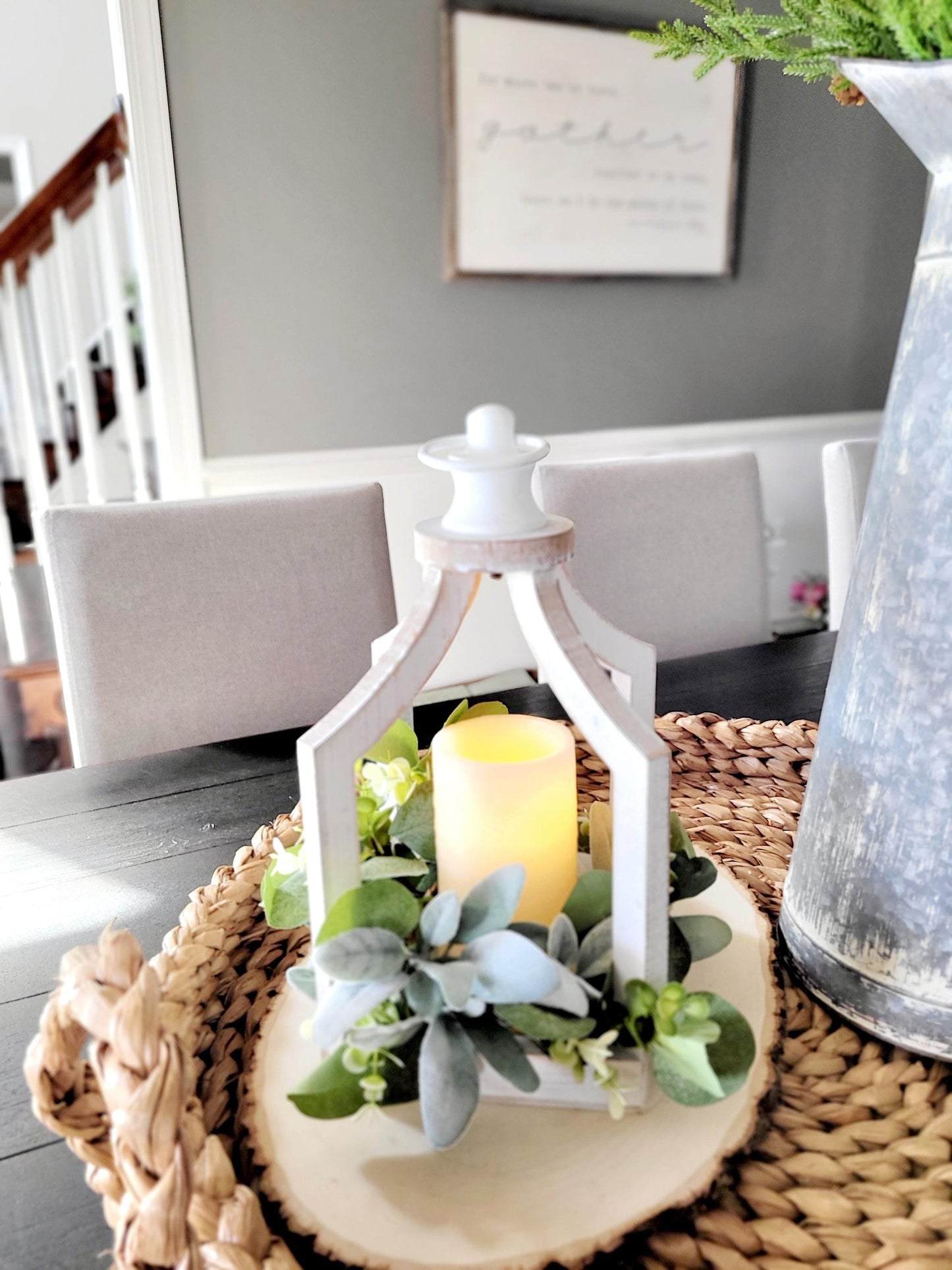 Farmhouse Decor Table Lantern Flameless Candle  Holder Lantern Country Decor Rustic Lantern Lamp  Spring Table Decor Accent Lighting Decor