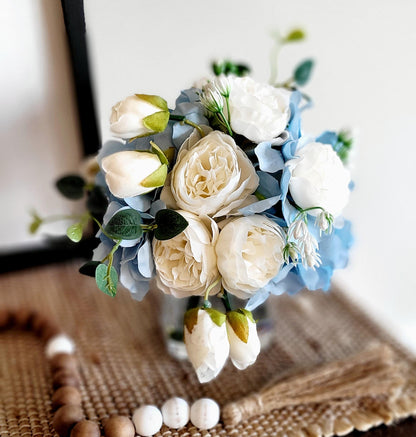 Blue Hydrangea white rose blue Hydrangea wedding Decor nightstand decor side table accent decor new home gift her gift birthday gift sister