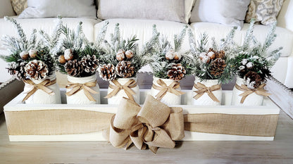 Farmhouse Mason Jar Wood Box Centerpiece Mantle Wood box Arrangement Christmas Dining Table Arrangement Holiday Table Arrangement Long Box