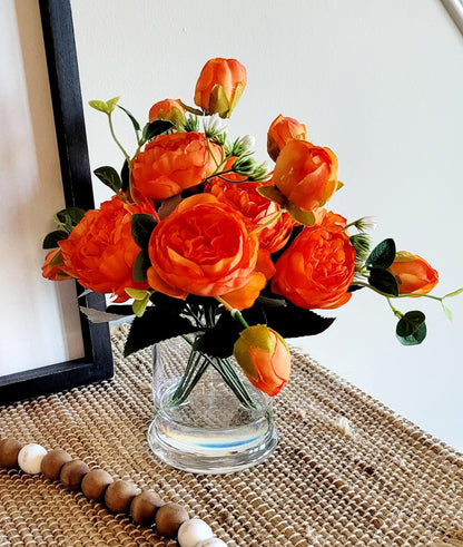 Modern Home Styling Artificial Peony Arrangement Glass Vase Display Silk Flower Collection Bedroom Nightstand Perfect Living Room Centerpiece Office Display Beautiful Faux Floral Design Elegant Contemporary Aesthetic Permanent Botanical