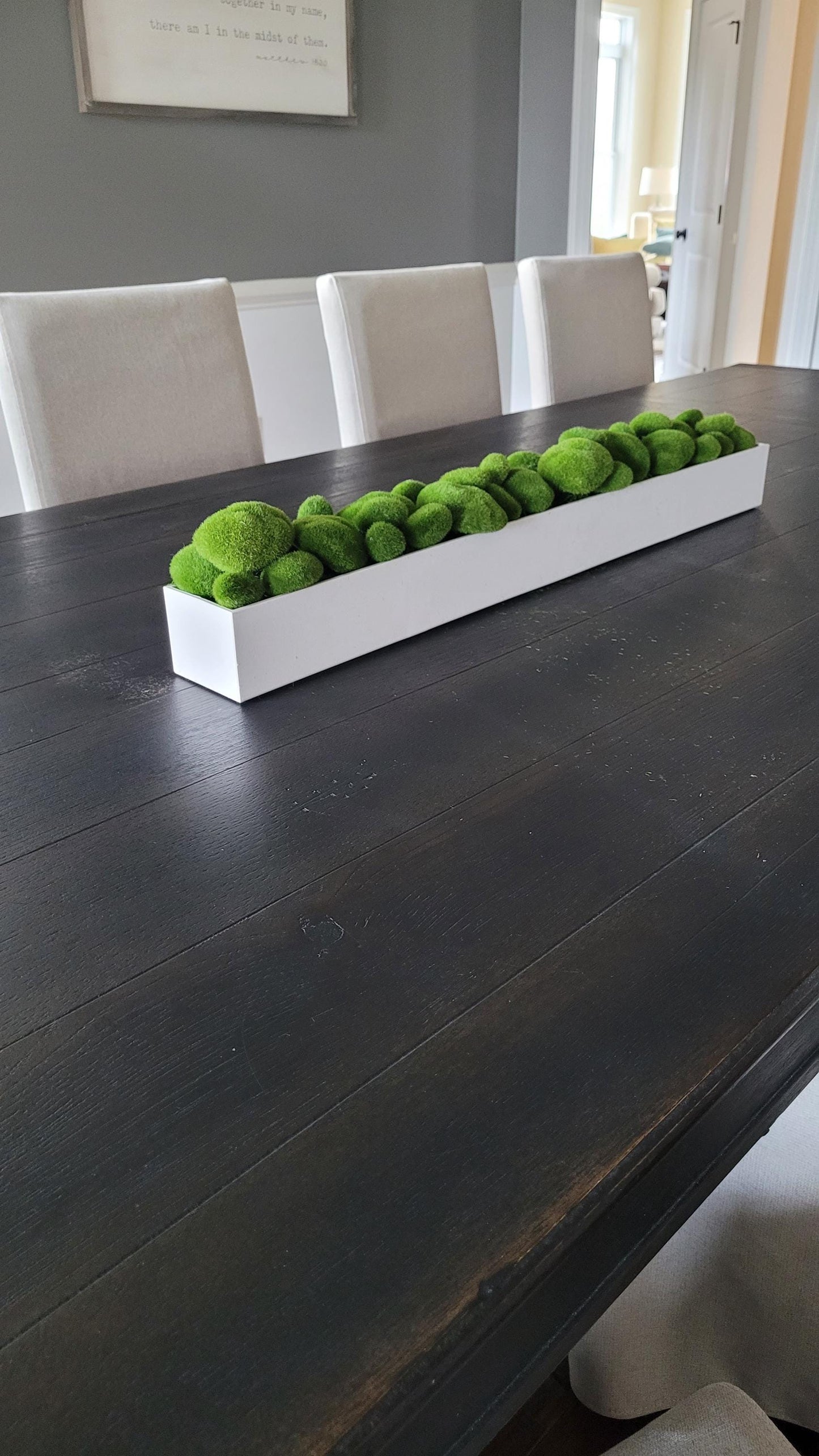 Moss Arrangement Narrow Long Dining Arrangement Modern Table Decor Contemporary Table Top Decor Faux Moss Centerpiece Mantle Decoration