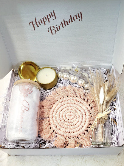 Gift Box Best friend gift  for her custom Glass mug gift for birthday gift for sister care package gift for bridesmaid gift custom name gift