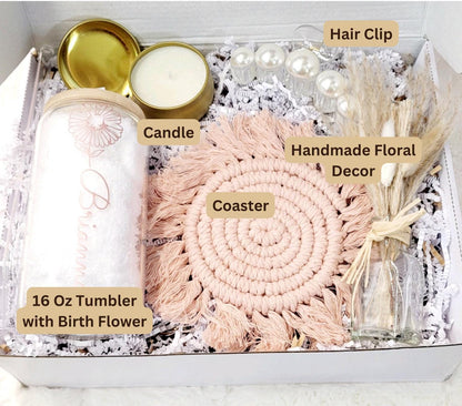 Gift Box Best friend gift  for her custom Glass mug gift for birthday gift for sister care package gift for bridesmaid gift custom name gift