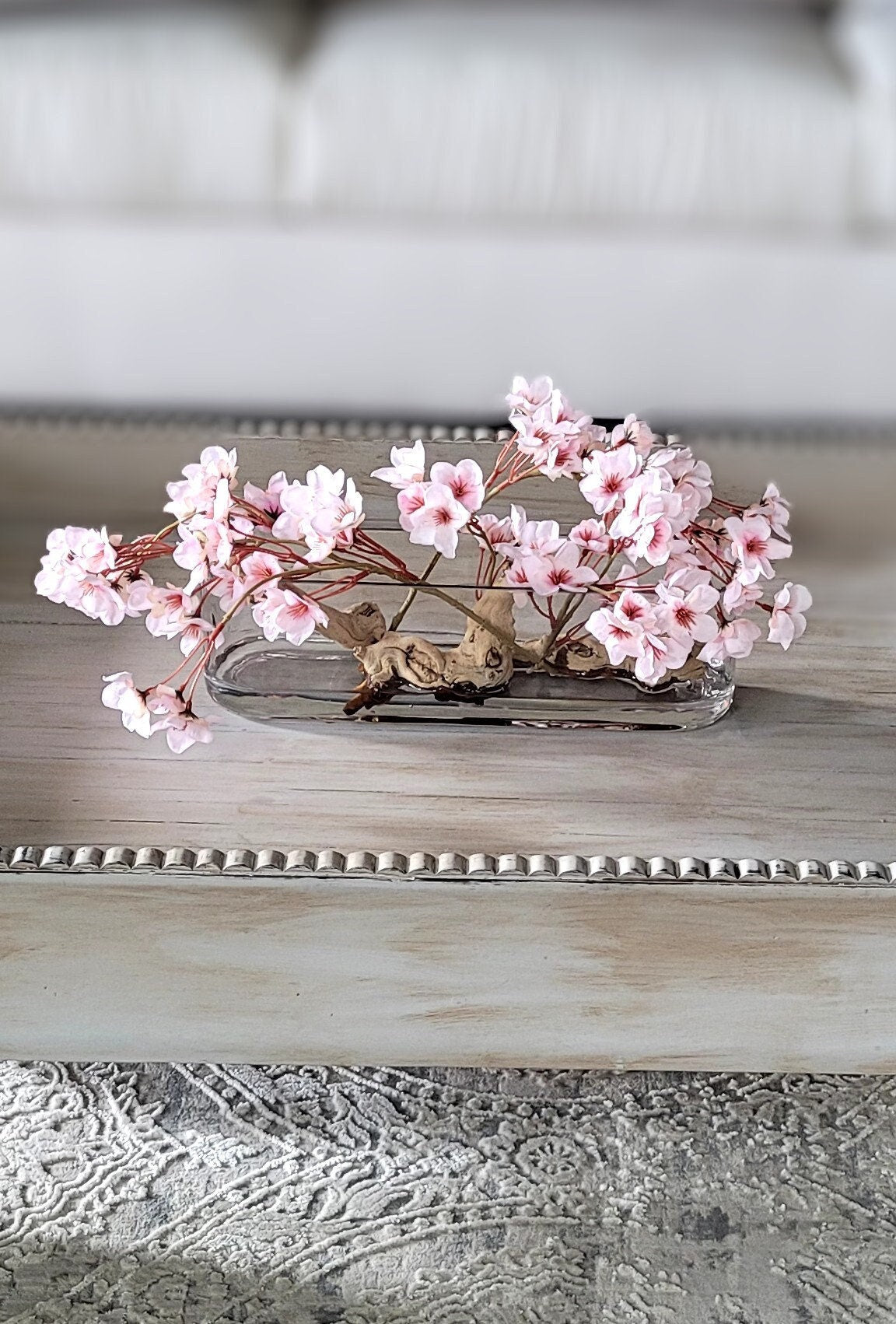 Modern Arrangement Dining Table Centerpiece Pink Floral Arrangement French Country Pink Cherry Blossoms Floral Centerpiece Modern Centerpiec