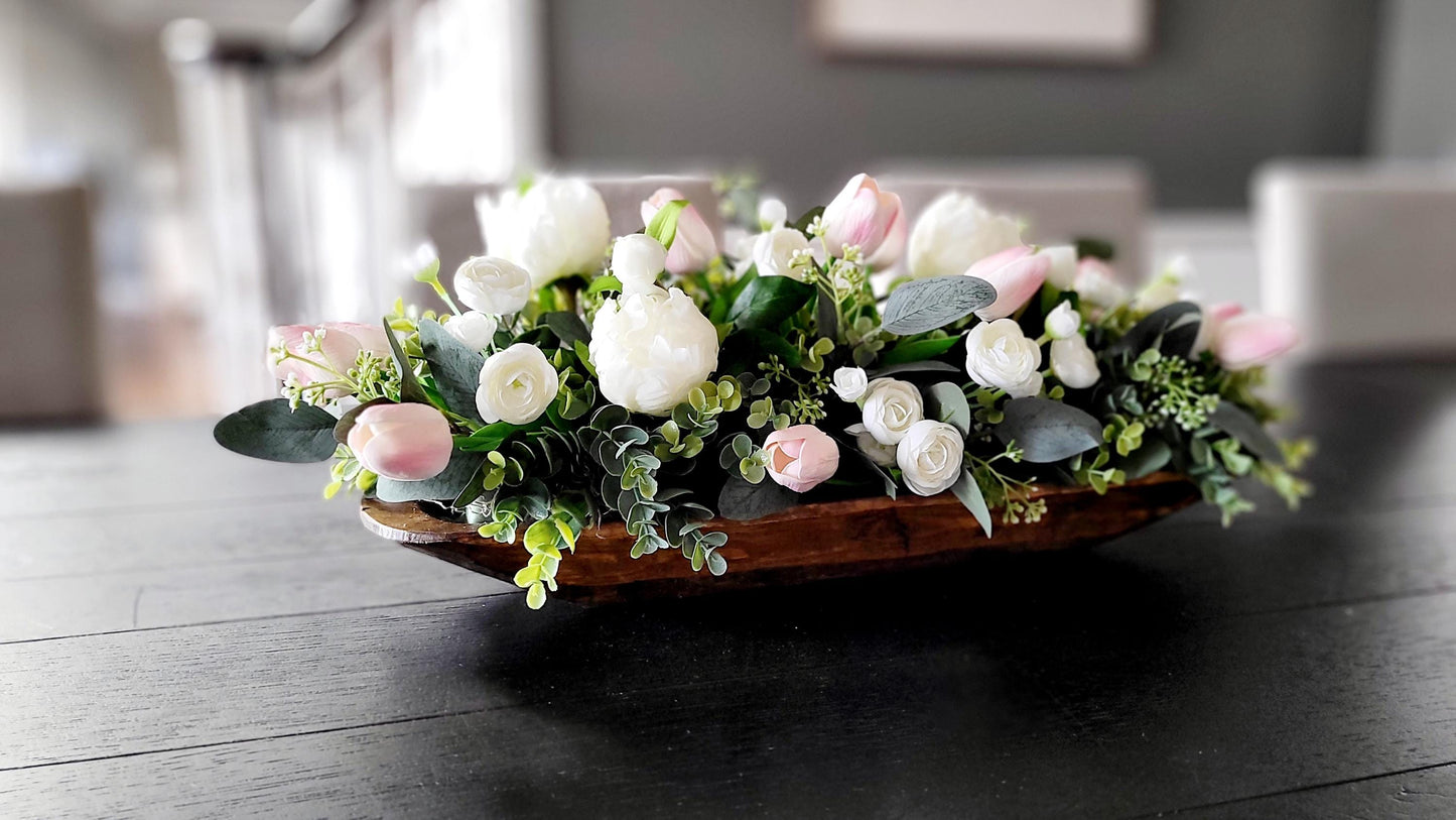 Tulip arrangement dining table tulip centerpiece real touch floral arrangement dough bowl arrangement rose spring table decoration spring