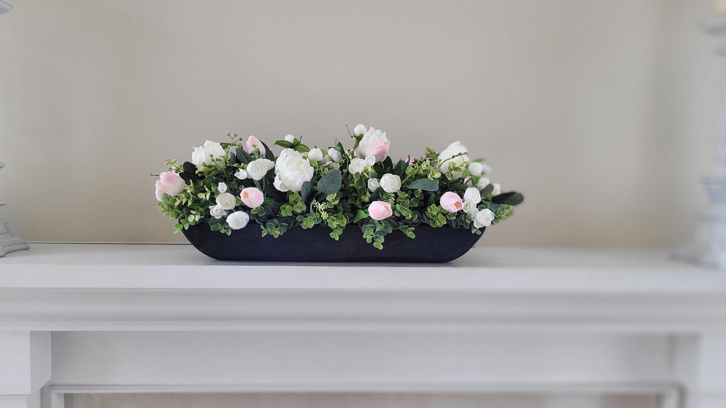 Tulip arrangement dining table tulip centerpiece real touch floral arrangement dough bowl arrangement rose spring table decoration spring
