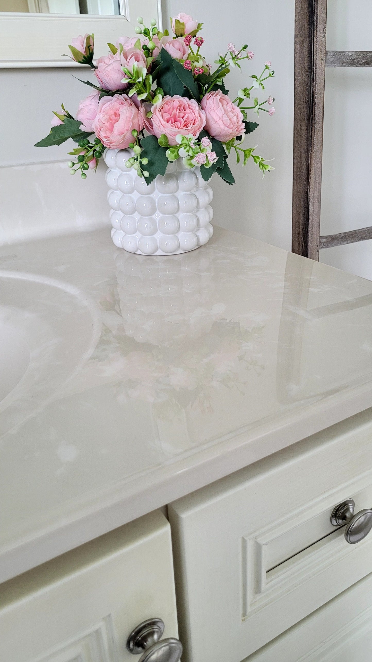 Modern Vase Bubble Vase White Ceramic Vase Boho Vase Decor Ceramic Flower Vase Decorative Vase Pink Peony Vase Decor  Bedroom  Entryway Deco