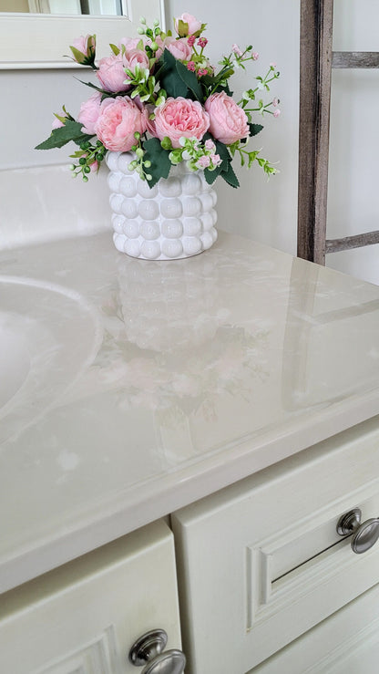Modern Vase Bubble Vase White Ceramic Vase Boho Vase Decor Ceramic Flower Vase Decorative Vase Pink Peony Vase Decor  Bedroom  Entryway Deco