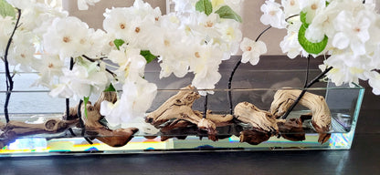 Dining Table Centerpiece – Modern Faux Peony Arrangement in Elegant Glass Vase