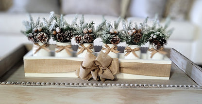 Farmhouse Mason Jar Wood Box Centerpiece Mantle Wood box Arrangement Christmas Dining Table Arrangement Holiday Table Arrangement Long Box
