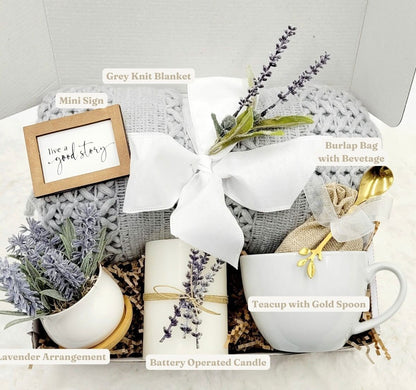Lavender Gift Basket Gift Basket Wellness Gift Box for Best Friend Gift Mom Care Package Sister Gift Basket Co Worker Gift Luxury Unique