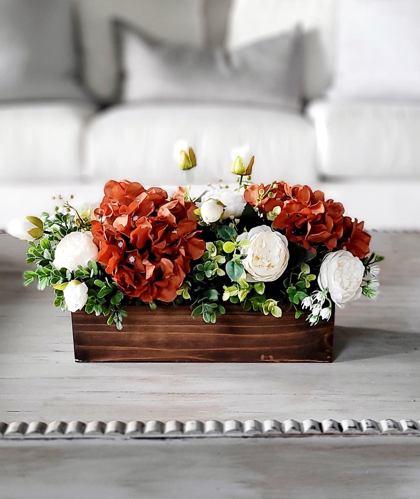 Blue flower arrangement navy blue flower centerpiece wood flower decoration dried flower arrangement peony floral arrangement dining table