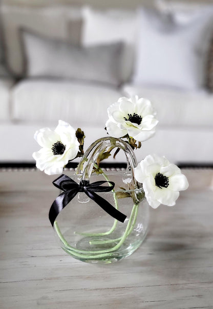 Arrangement glass vase table decor wedding floral decor faux silk flower modern arrangement silk faux spring floral in glass vase bedroom