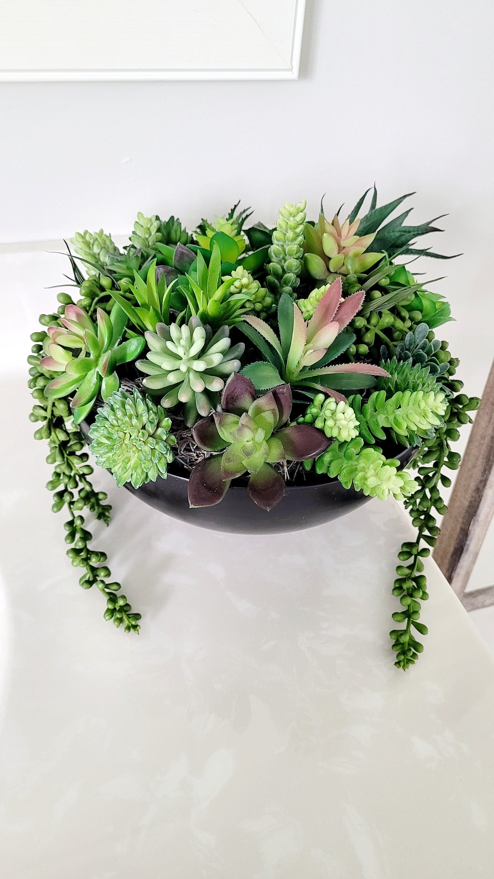 Realtor Closing Gift Faux Succulent Arrangement Modern Office Plant Gift Black Ceramic Planter Silk Artificial Succulents Perfect Client Appreciation Gift Corporate Present Idea Contemporary Desk Plant Arrangement Low Maintenance Office