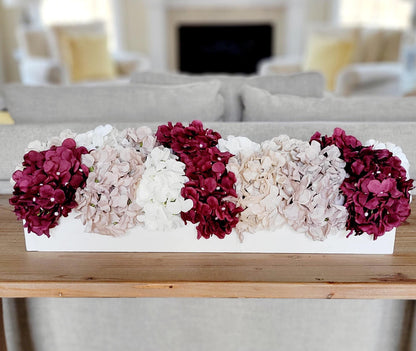Farmhouse floral arrangement farmhouse decor burgundy flower centerpiece hydrangea wedding decor idea country table decor mantle decoration