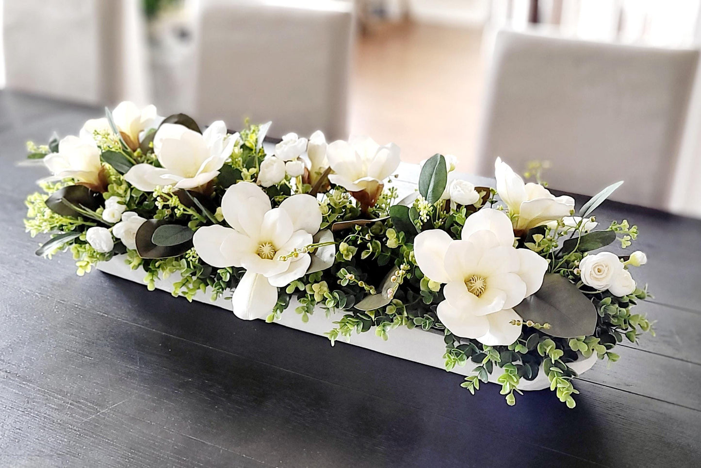 Dining Table Magnolia Arrangement Farmhouse Arrangement Dining Table Magnolia Arrangement Silk Magnolia Table Arrangement Silk Peony Flower