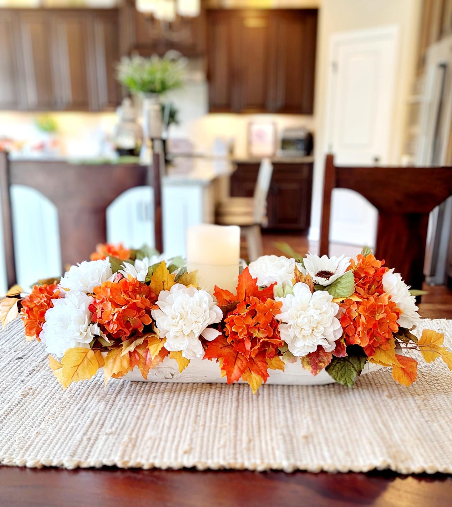 Fall Farmhouse Decor Fall dining table arrangement candle arrangement Dough Bowl decorations fall floral gift fall entry decor fall mantle