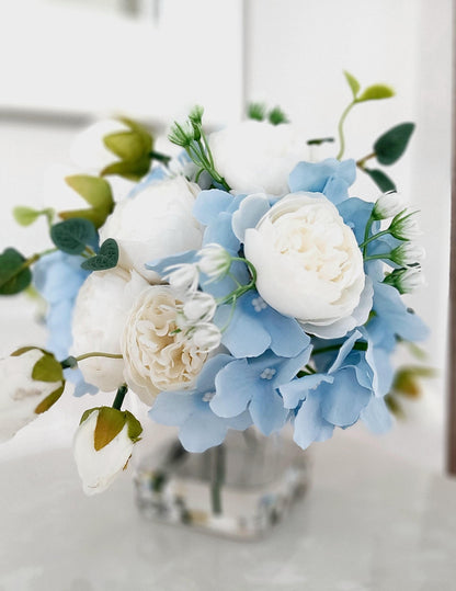 Blue Hydrangea white rose blue Hydrangea wedding Decor nightstand decor side table accent decor new home gift her gift birthday gift sister