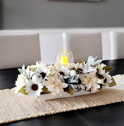 Fall dining table arrangement fall dough bowl arrangement kitchen decor fall farmhouse arrangement candle fall decor fall sunflower decor