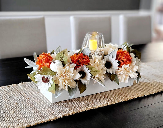 Fall sunflower arrangements dining table flower centerpiece wood box fall arrangement fall decorations for dining table floral gift home