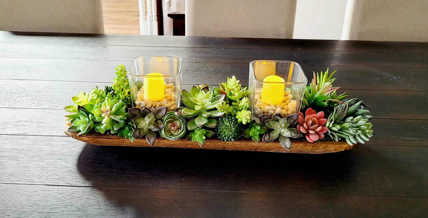 Rustic Dough Bowl Artificial Succulent Arrangement Faux Cactus Collection Purple Accent Plants Dining Room Table Centerpiece Realistic Looking Greenery Maintenance Free Design Home Decor Statement Piece Farmhouse Style Display Modern