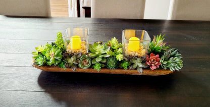 Rustic Dough Bowl Artificial Succulent Arrangement Faux Cactus Collection Purple Accent Plants Dining Room Table Centerpiece Realistic Looking Greenery Maintenance Free Design Home Decor Statement Piece Farmhouse Style Display Modern