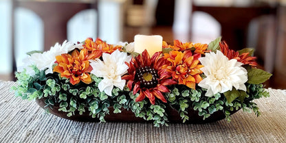 Fall Dining Table Arrangement Fall Decor Rustic Centerpiece Fall Farmhouse arrangement Autumn Flower Orange hydrangea Fall Table decor Fall
