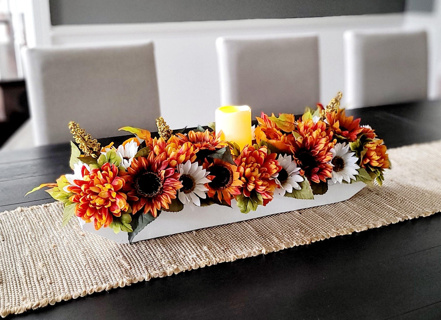 Fall Rustic Arrangement Fall Decor Fall Table Decor Dough Bowl Candle Fall Candle Table Centerpiece  Fall Lighting Fall Arrangement Fall