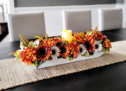 Fall Rustic Arrangement Fall Decor Fall Table Decor Dough Bowl Candle Fall Candle Table Centerpiece  Fall Lighting Fall Arrangement Fall