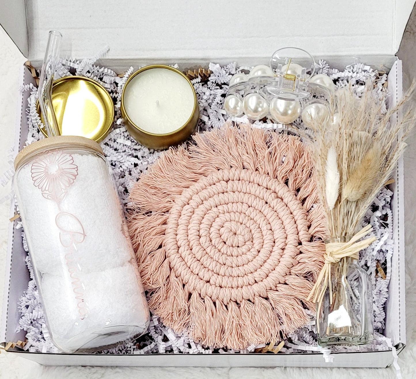 Gift Box Best friend gift  for her custom Glass mug gift for birthday gift for sister care package gift for bridesmaid gift custom name gift