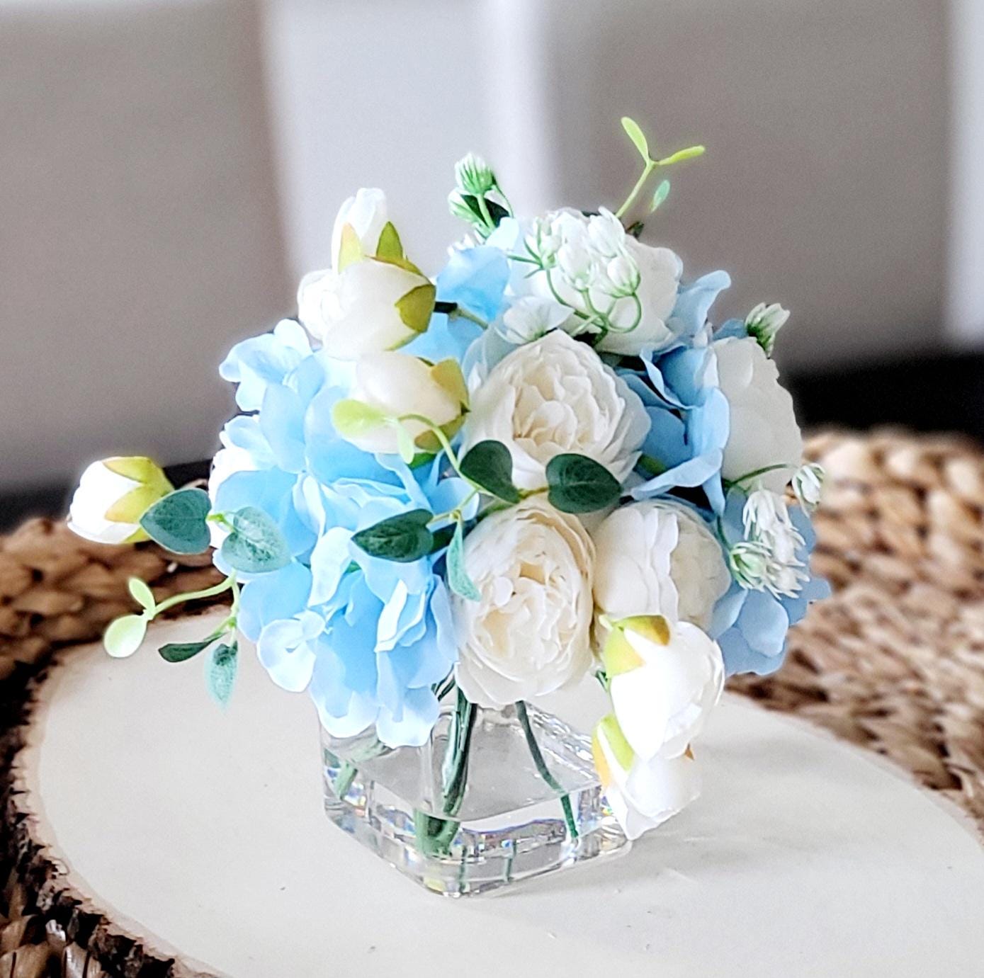 Blue Hydrangea white rose blue Hydrangea wedding Decor nightstand decor side table accent decor new home gift her gift birthday gift sister