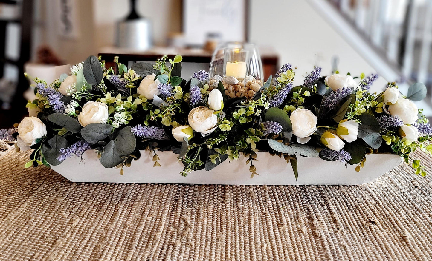 Peony Centerpiece 27' lavender centerpiece spring table decor spring decor ideas dough bowl arrangement lavender arrangement dining table