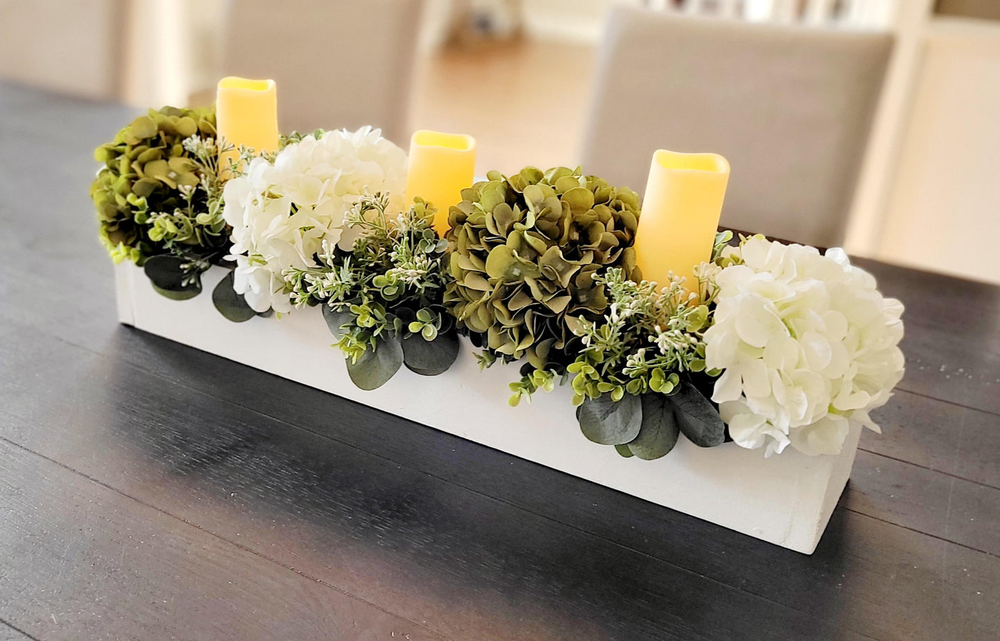 Farmhouse dining table candle decor Rustic centerpiece mantle decor candle centerpiece spring idea decoration new home gift dining floral
