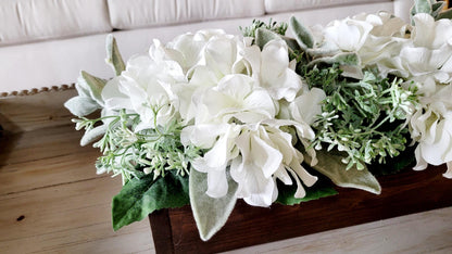Hydrangea Centerpiece Mothers Day Gift Mom Spring centerpiece table arrangement with Blue and white dining arrangements table rustic decor