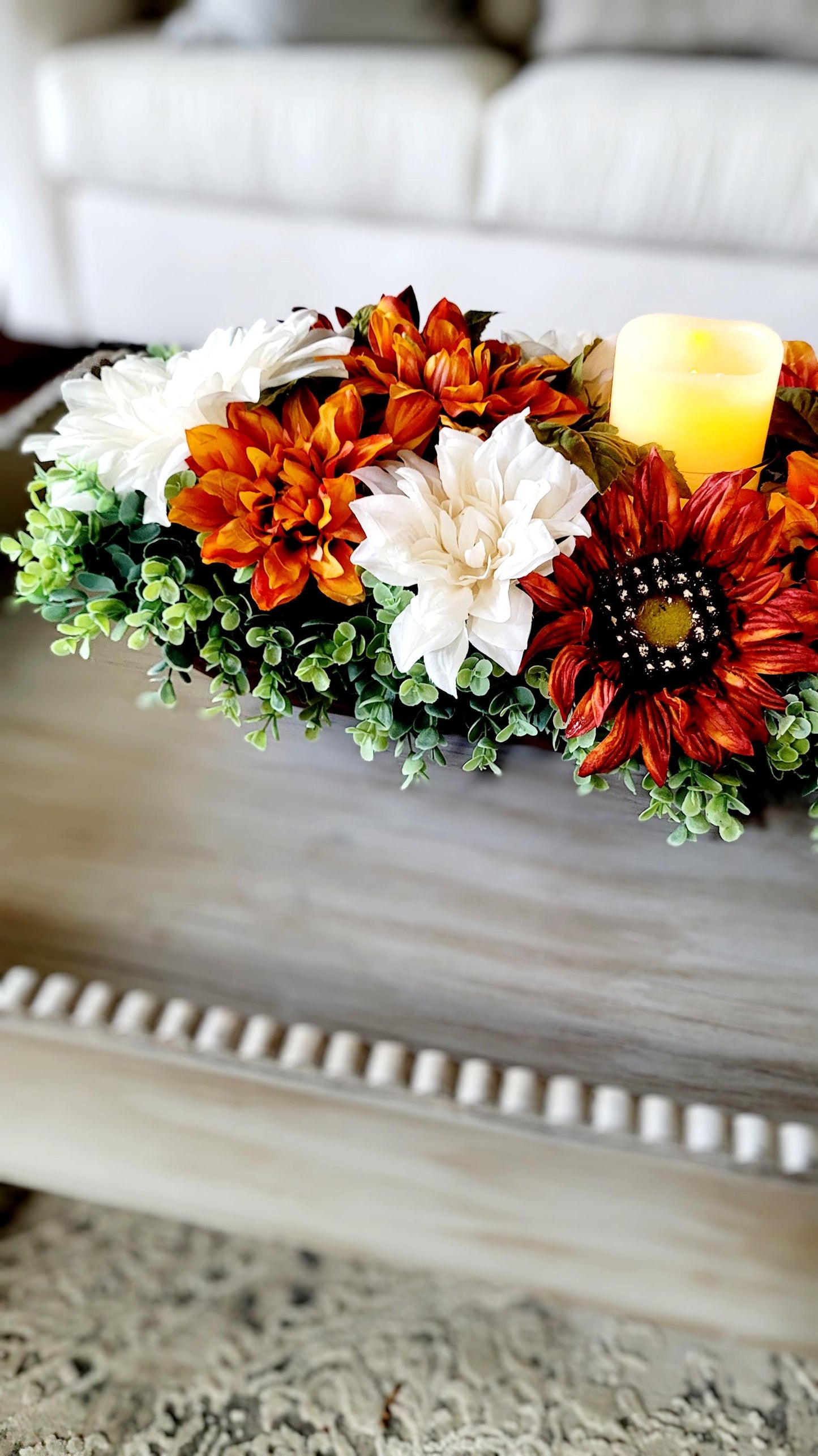 Fall Dining Table Arrangement Fall Decor Rustic Centerpiece Fall Farmhouse arrangement Autumn Flower Orange hydrangea Fall Table decor Fall